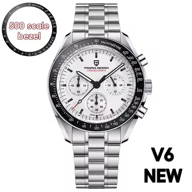 PAGANI DESIGN V5 Moon Men's Watch – Luxury Quartz Chronograph, Waterproof, Stainless Steel, 2026