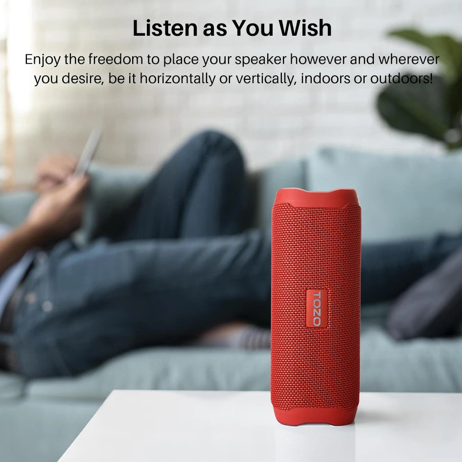 TOZO PA2 Portable Bluetooth Speaker – Deep Bass, 25H Playtime, Custom EQ App