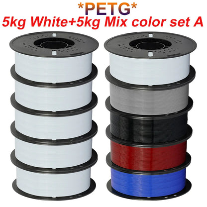 KINGROON 10KG 3D Printer Filament Bundle – PLA & PETG, 1.75mm Mixed Colors