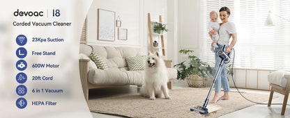 INSE I8 Corded Vacuum Cleaner 6-in-1 | 25KPa 600W | EU & US Plug | Carpet & Pet Hair