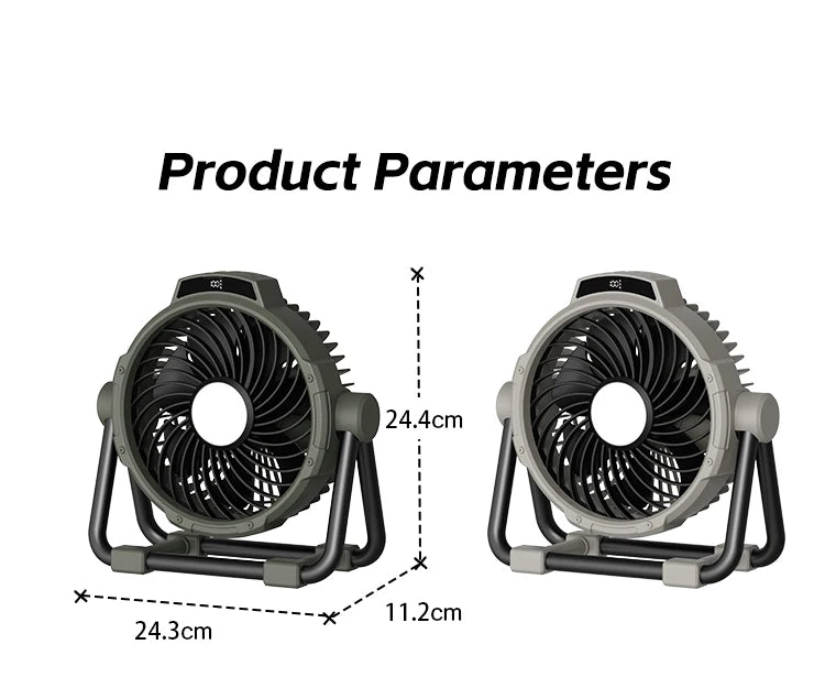 Portable 6-in-1 Outdoor Camping Fan 10000mAh – Wireless with Remote & LED Light