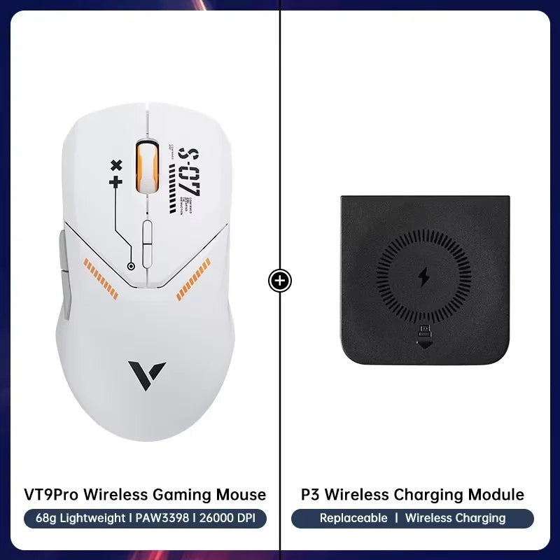 Rapoo VT9PRO Wireless Gaming Mouse – PAW3398, 68g, 26000DPI, Type-C, Programmable, Ergonomic