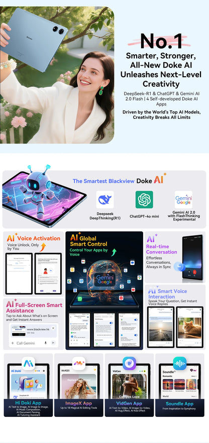 Blackview MEGA 3 Tablet | 12.1" 2.5K 90Hz | Android 15 | 12GB+256GB | 8800mAh 33W | 50MP | 4G