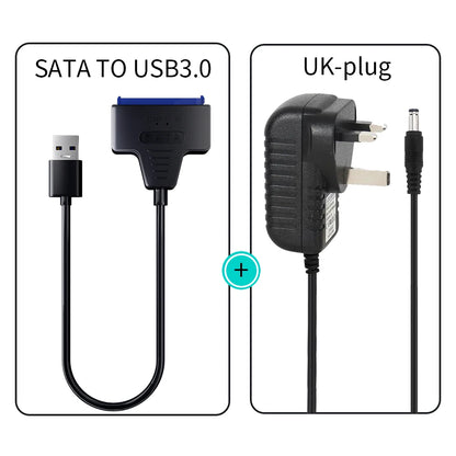 USB 3.0 to SATA Cable for 2.5"/3.5" HDD & SSD – with 12V/2A Power Adapter