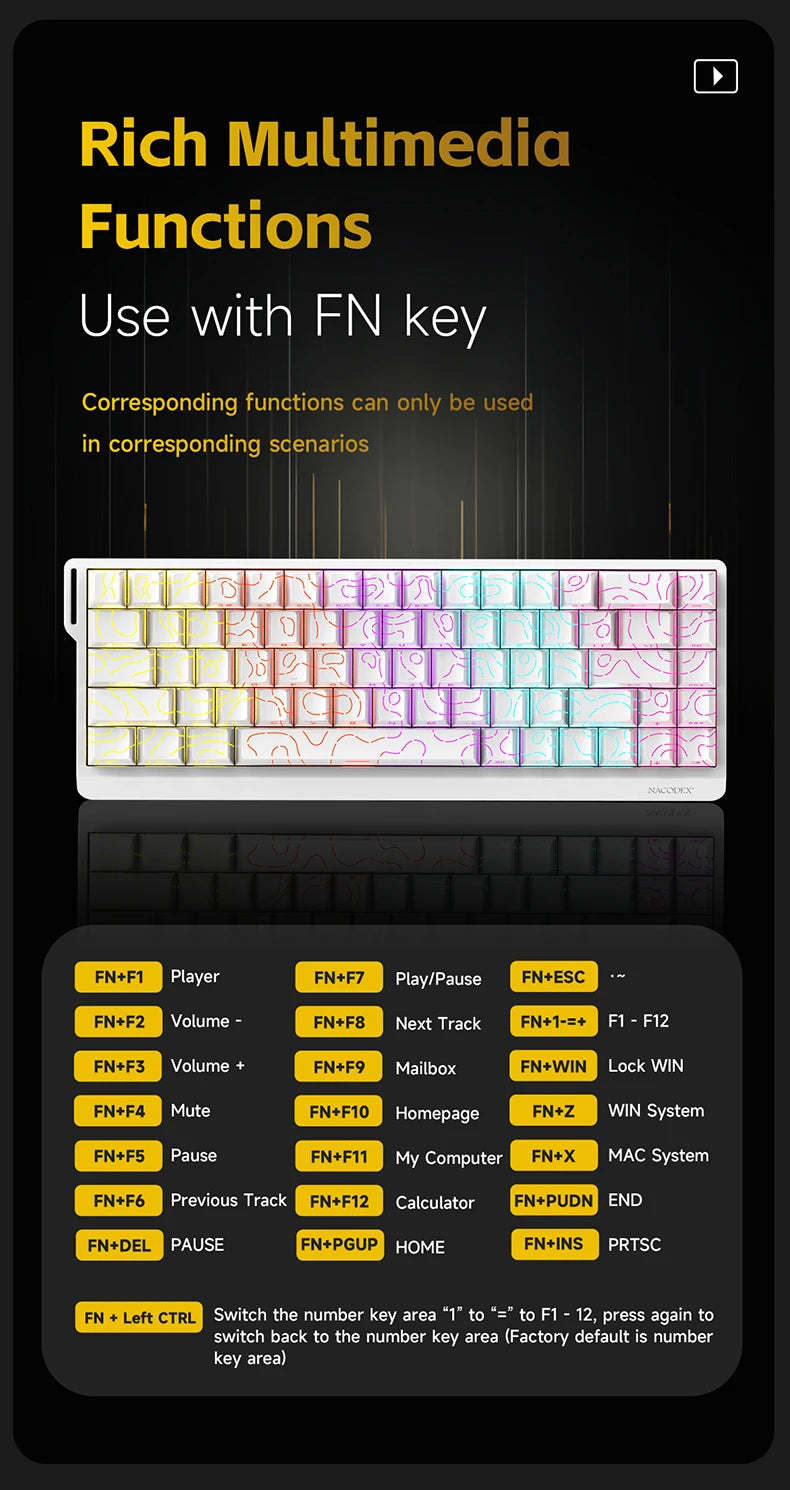 AJAZZ NK68 V2 Gaming Mechanical Keyboard | Hot-Swap | RGB Backlight | 68 Keys | Red Switch | USB