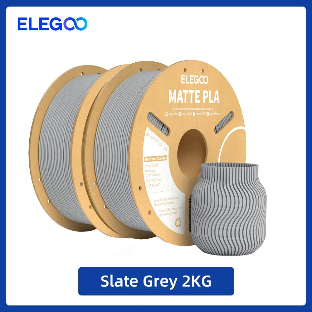 ELEGOO Matte PLA Filament 1.75mm 1KG – +/-0.02mm Accuracy, Cardboard Spool