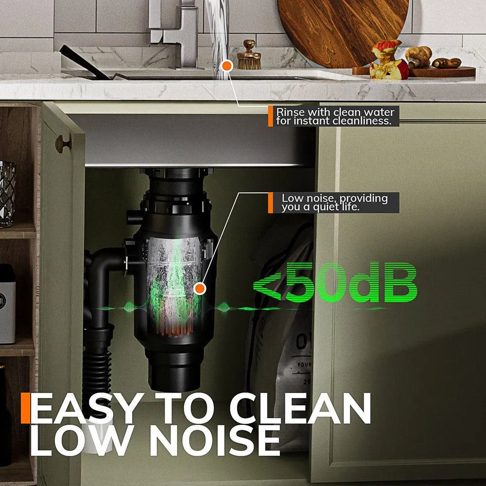Food Waste Garbage Disposal Unit | 750W | Silent Motor | EU Plug | Under-Sink