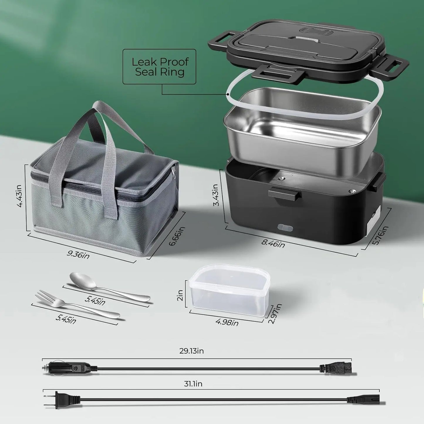 Electric Heated Lunch Box – 100W, 1.8L, 12V/24V/110V for Home, Car & Truck