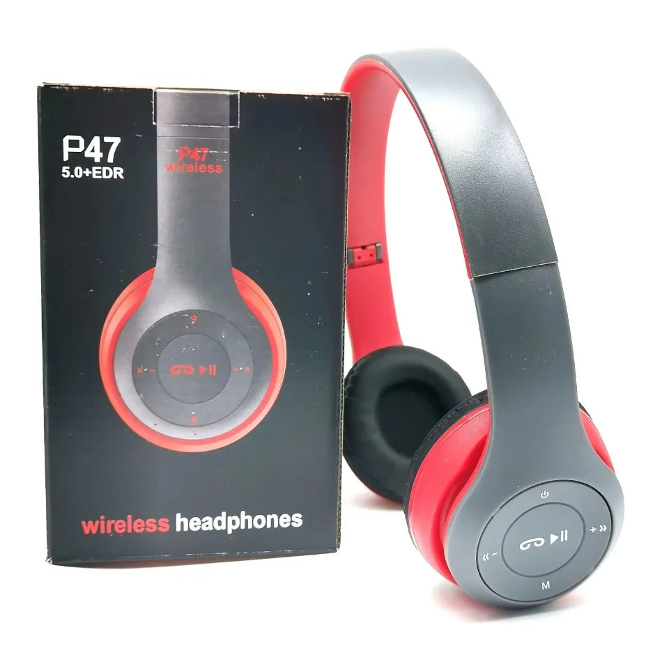 Wireless Bluetooth 5.0 foldable headset by R.E.D. Shopping with head-mounted design, TF card slot, and wired connection option.