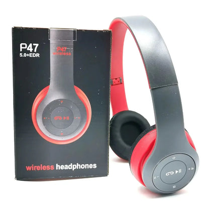 Wireless Bluetooth 5.0 foldable headset by R.E.D. Shopping with head-mounted design, TF card slot, and wired connection option.
