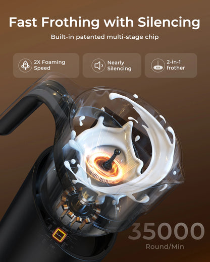 8-in-1 Electric Milk Frother & Steamer | 400ml | Hot & Cold Foam | Dishwasher Safe | Coffee Latte Cappuccino