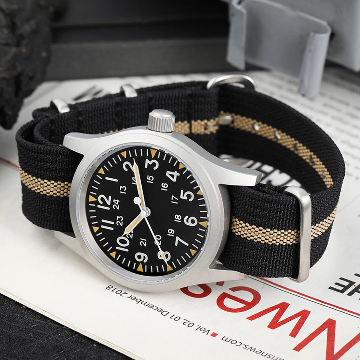 Militado ML05 Vintage Field Watch – 38mm, VH31 Sweep, Sapphire AR Crystal, Luminous