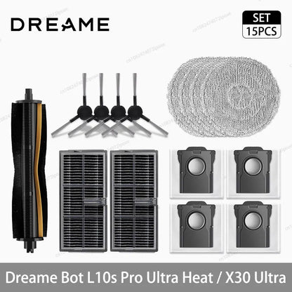 Dreame L10s Pro Ultra Heat / X30 Ultra Robot Vacuum Spare Parts – Brush, Filter, Mop & Dust Bag