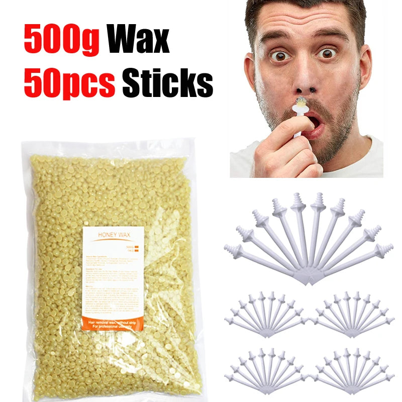 R.E.D. Shopping hard wax beans for hair removal, 500g, 200g, or 50g, professional waxing product for personal care.