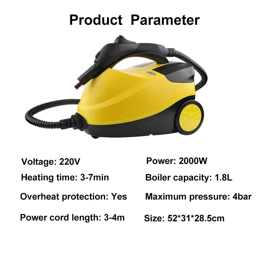 2000W High-Temperature High-Pressure Steam Cleaner – Sterilization, Mite Removal, Disinfection | Home, Kitchen & Car | 220V