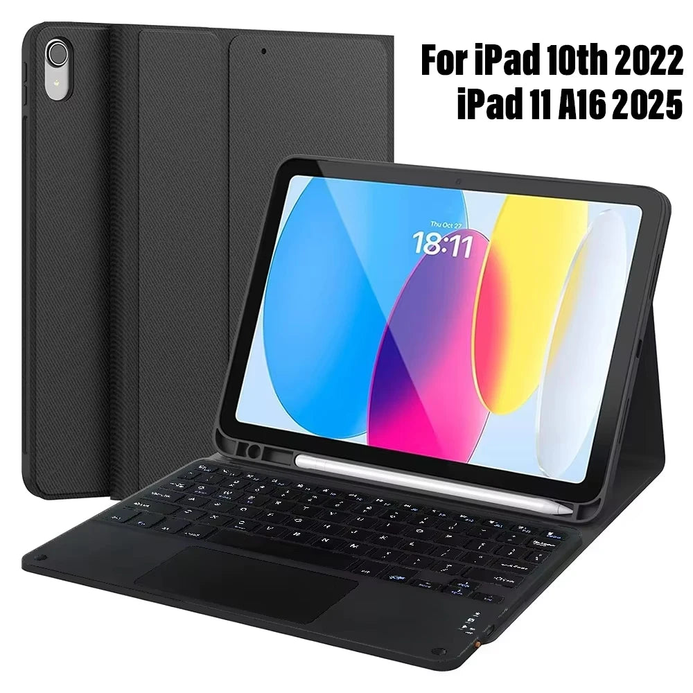 PULUZ Detachable Bluetooth Keyboard Case for iPad 10th Gen 10.9" & iPad 11" A16 2025 – with Pencil Holder