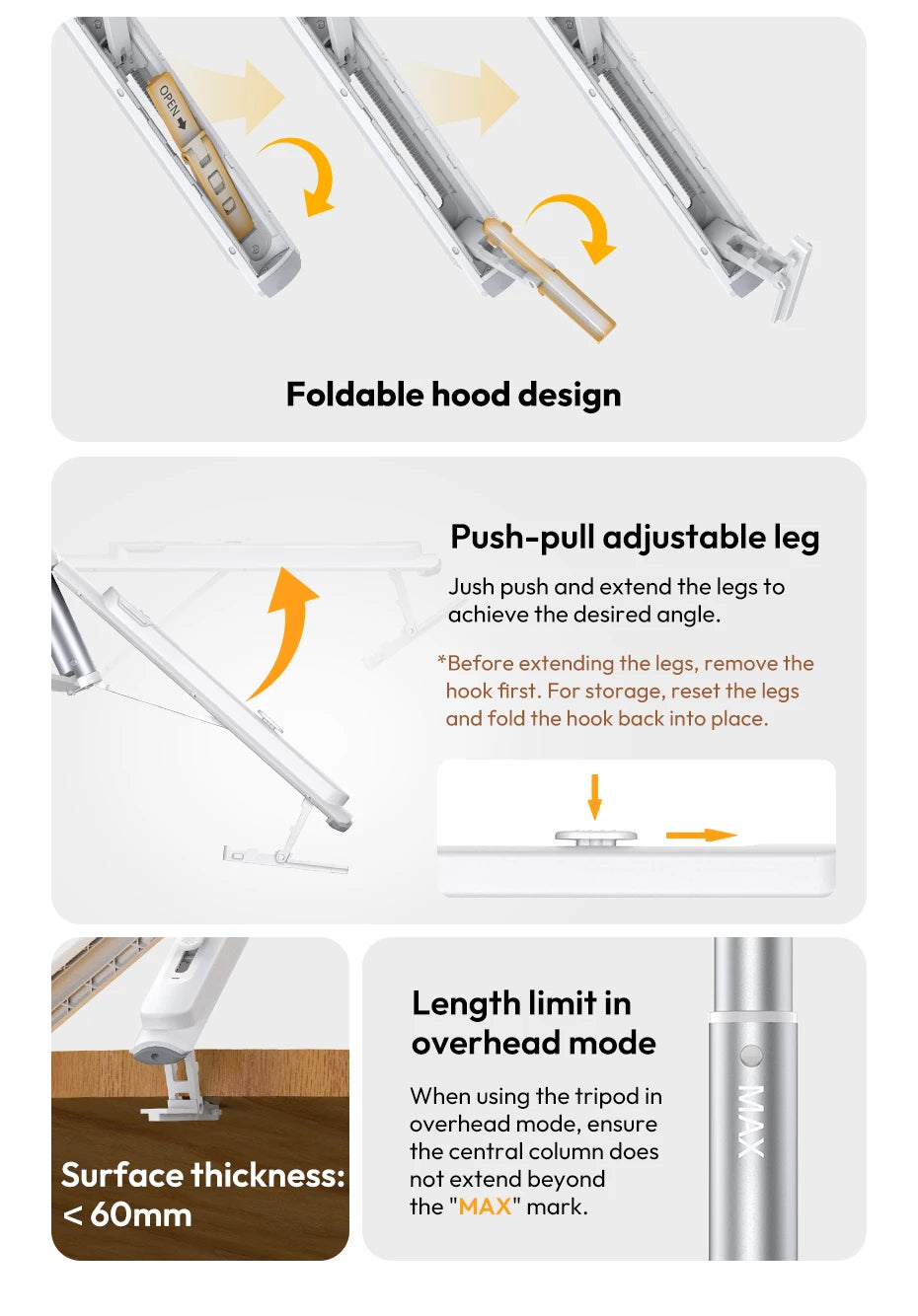 Ulanzi TT88 1.44M Overhead Selfie Stick Tripod – Magnetic Clamp, Wireless Remote, for Vlog & Live