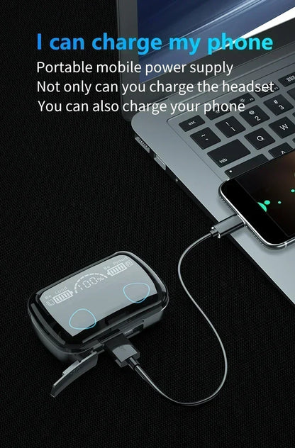 M10 Wireless Bluetooth TWS Sport Earbuds - Waterproof Music Headset for iPhone, Huawei, OPPO, Xiaomi