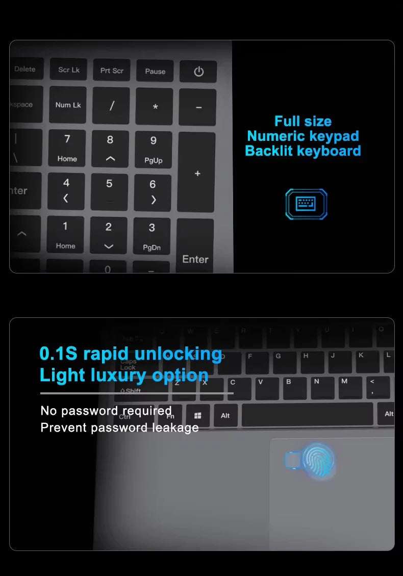 15.6" Laptop Computer – Intel Core i9-10980HK, 16GB RAM, up to 2TB SSD, Fingerprint Unlock, Backlit | Windows 11