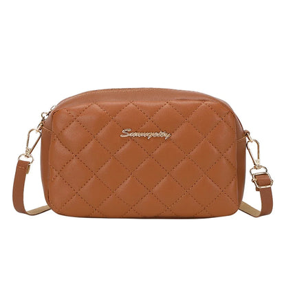 Tassel Diamond Grid Embroidery Crossbody Bag with Chain Strap