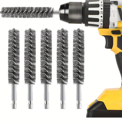 5-Piece Hexagonal Steel Wire Brush Set for Electric Drill – Stainless Steel