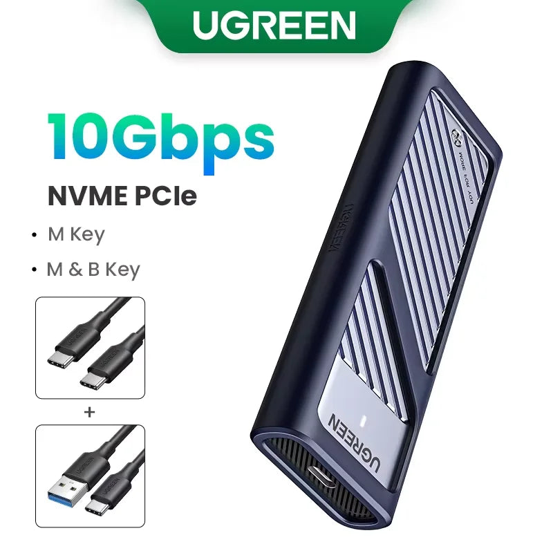 UGREEN M.2 SSD Case | NVMe & SATA Dual Protocol | USB-C 3.1 10Gbps | NVMe PCIe / NGFF SATA | External SSD Enclosure