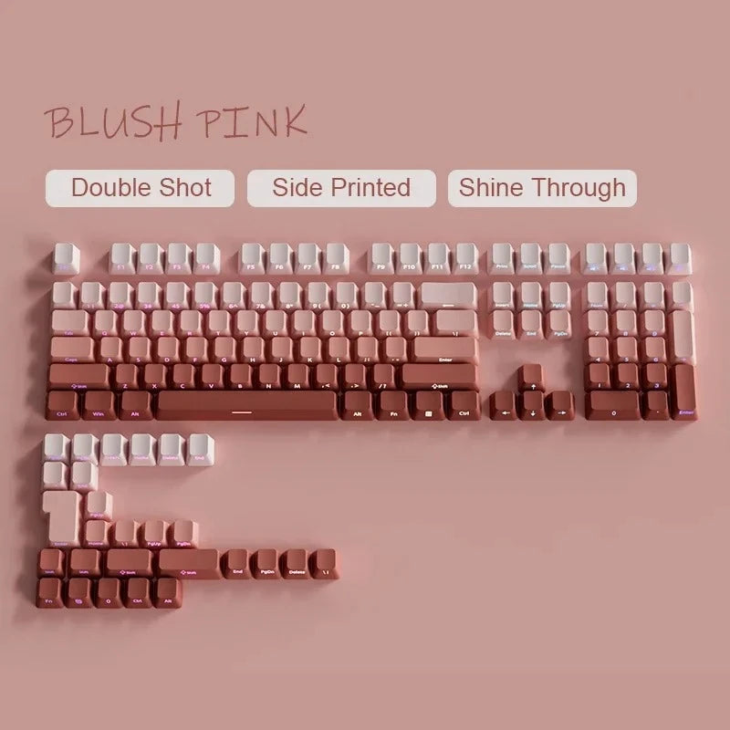 Cherry Profile PBT Keycaps 133+ Keys – White Side-Printed Shine-Through for MX Switches