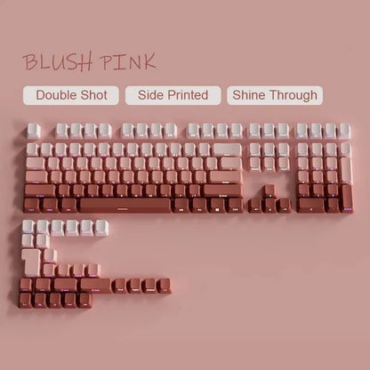 Cherry Profile PBT Keycaps 133+ Keys – White Side-Printed Shine-Through for MX Switches
