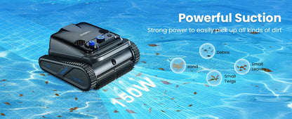 Cordless Robotic Pool Cleaner | 4 Motors, Wall & Waterline Cleaning, 300min Battery, Inground Pools