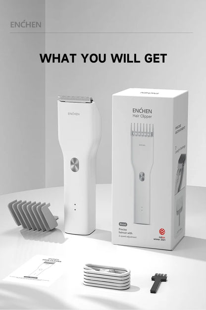 ENCHEN Boost-W Cordless Hair Clipper – USB Rechargeable, Adjustable Comb