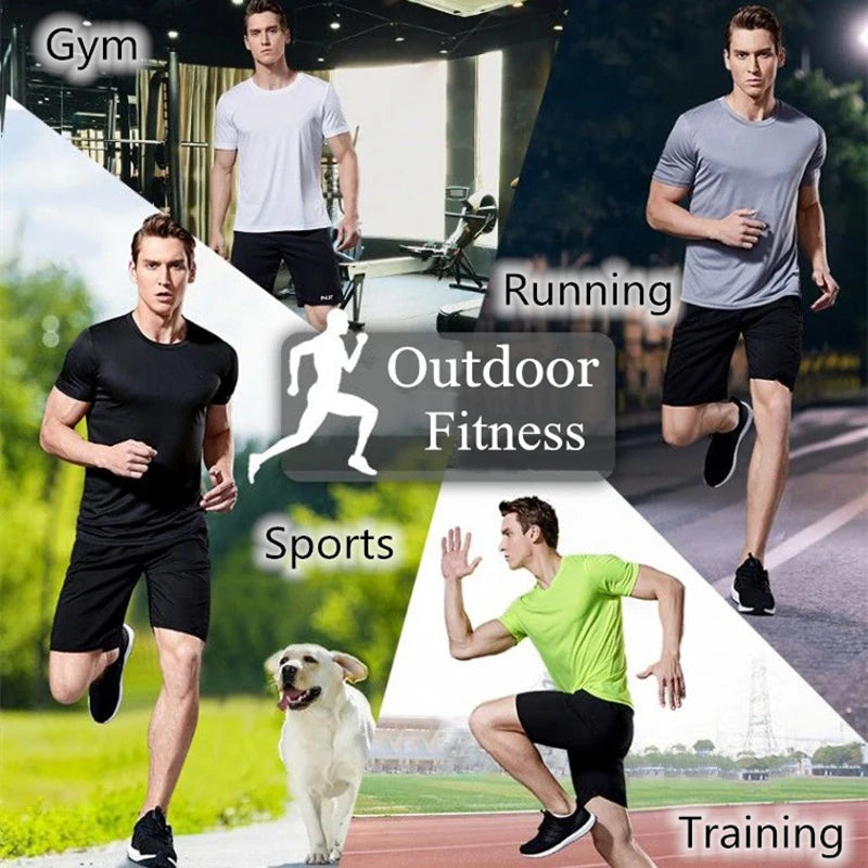 Men's quick dry sport T-shirt by R.E.D. Shopping, moisture-wicking gym and running top, lightweight and breathable activewear.