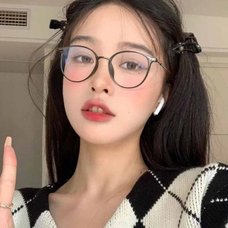 Y2K transparent round computer glasses with anti-blue light lenses from R.E.D. Shopping, designed for stylish eye protection