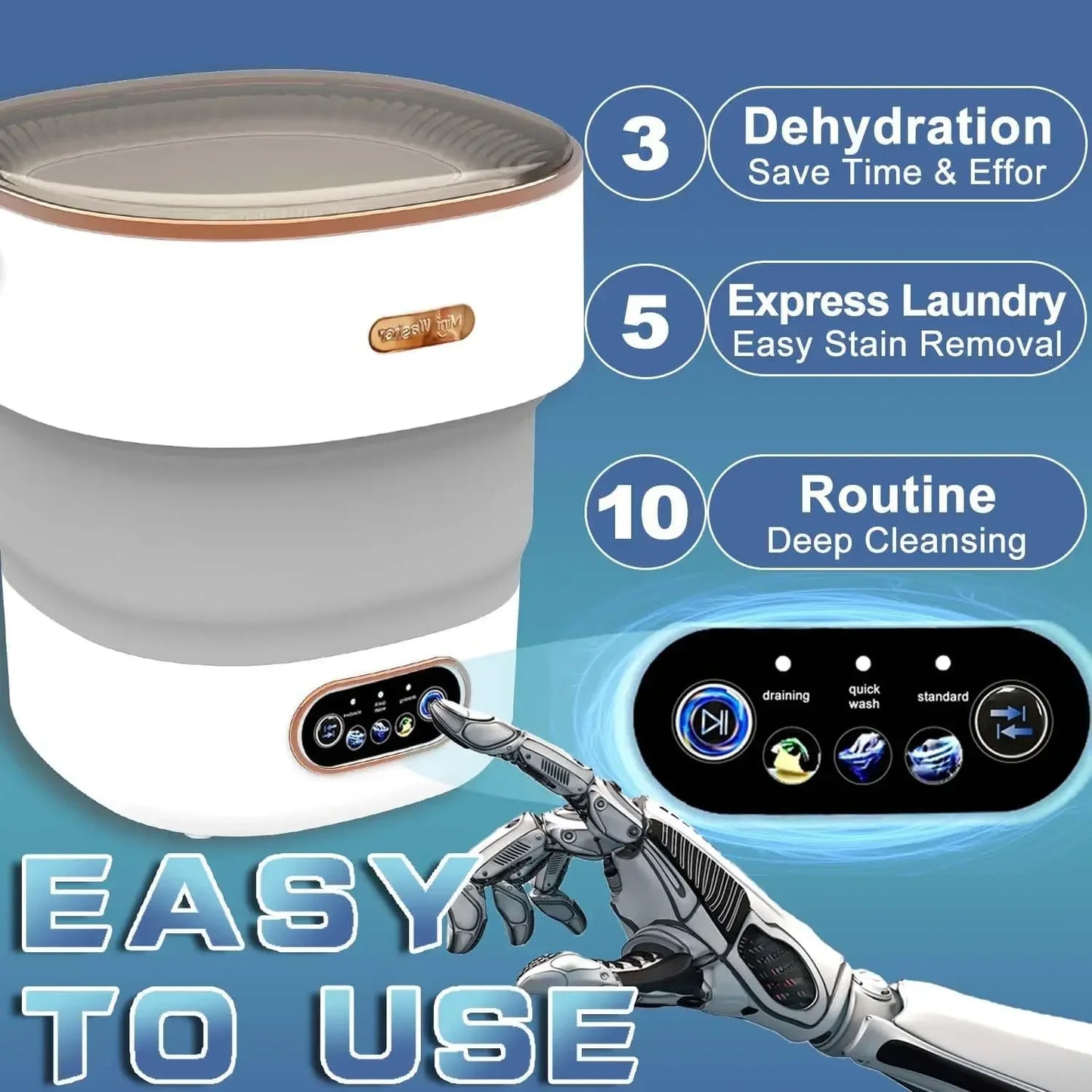 XMSJ 15L Portable Collapsible Washing Machine | Mini Washer with Spin | CE Certified