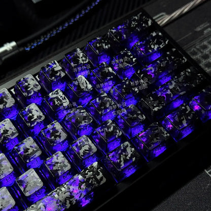 ICECARBON BLACKCARBON Forged Carbon Keycaps | Cherry Profile | Semi-Frosted | Side-Laser Engraved | 120 Keys