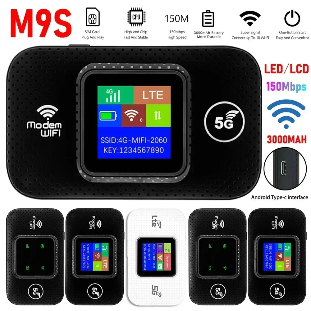 Portable R.E.D. Shopping 4G/5G WiFi router with SIM card slot, compact mobile hotspot with 150Mbps internet speed.