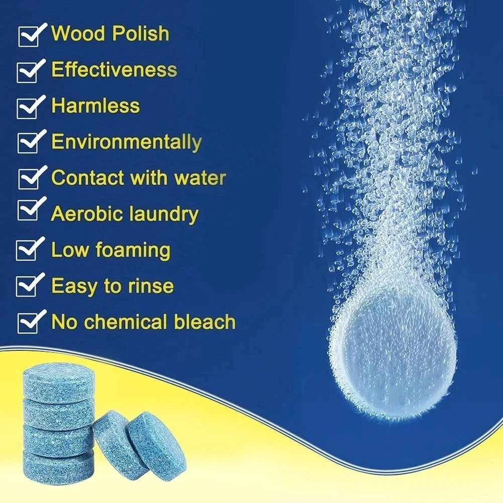 Car Windscreen Cleaner Effervescent Tablets | Concentrated Solid Wiper Fluid Detergent, Auto Glass Cleaning