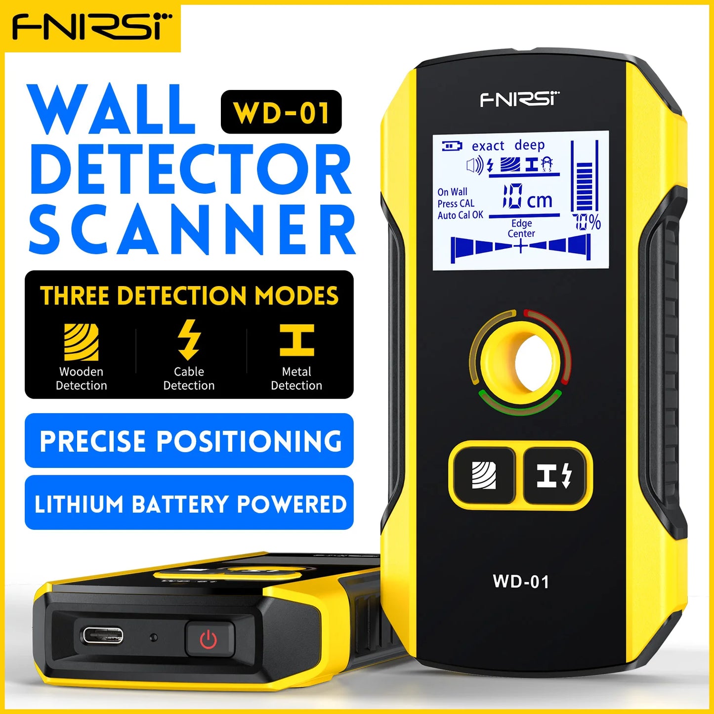 FNIRSI Wall Scanner – Metal Detector for AC Cables, Wires & Wood Studs