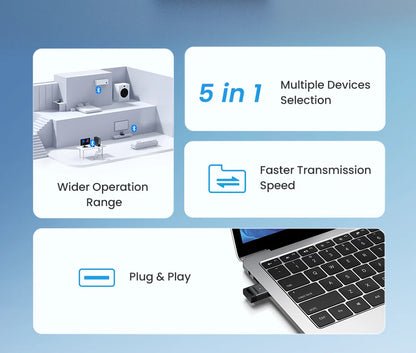 UGREEN USB Bluetooth 5.4 / 6.0 Adapter | Dongle for PC | Keyboard, Mouse & Speaker Support | Model 45134