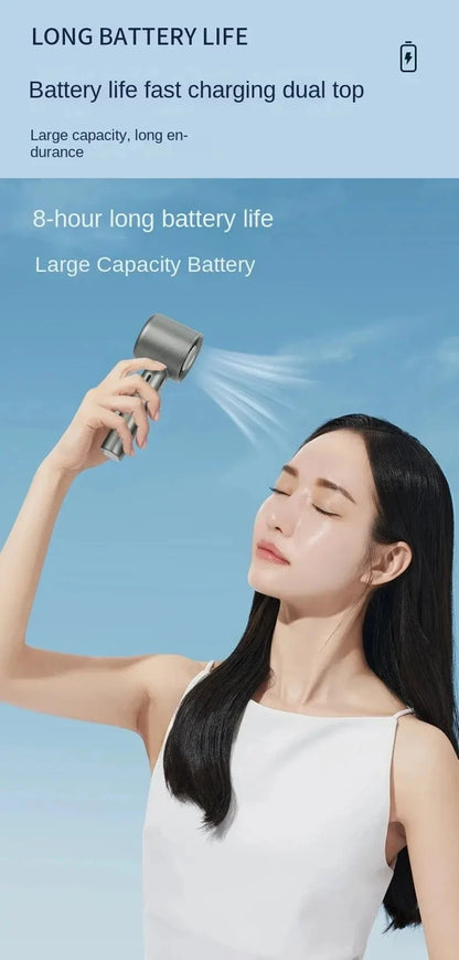 5000mAh Handheld Mini Fan – USB Rechargeable, Ice Compress Cooling, LED Display, 3 Speeds