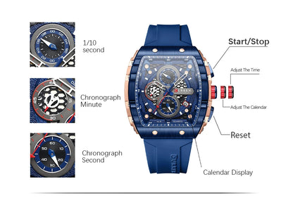CURREN Men's Fashion Watch – Unique Square Design, Luxury Quartz Sport, Waterproof