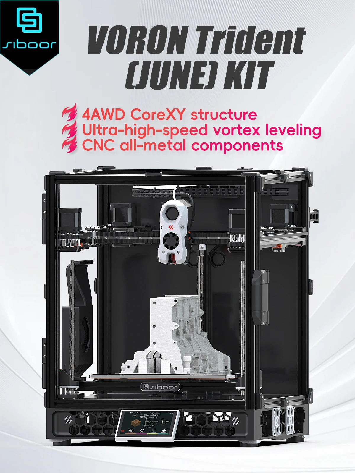 SIBOOR Voron Trident 3D Printer Kit – AWD CoreXY, CNC Metal, High Speed