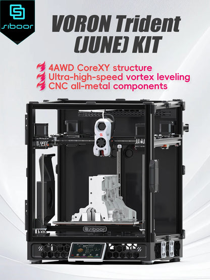SIBOOR Voron Trident 3D Printer Kit – AWD CoreXY, CNC Metal, High Speed