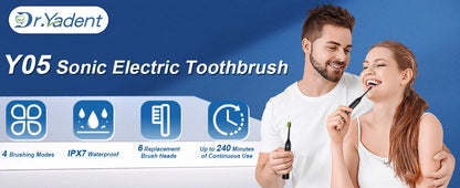 DrYadent YD05 Sonic Toothbrush – 6 Brush Heads, 4 Modes, 30-Day Battery