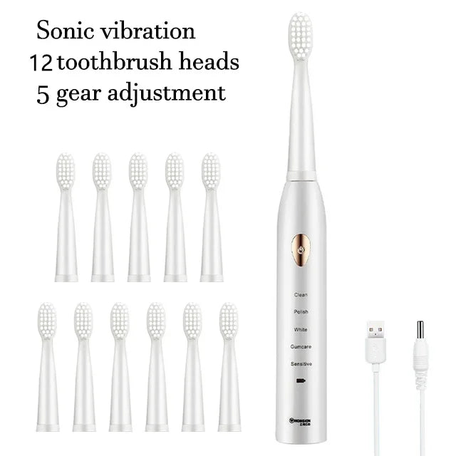 Rechargeable R.E.D. electric toothbrush with 5 modes, waterproof design, and 30-day battery life for personal oral care.