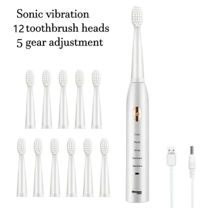 Rechargeable R.E.D. electric toothbrush with 5 modes, waterproof design, and 30-day battery life for personal oral care.