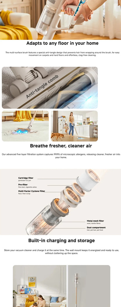 Dreame U20 Cordless Vacuum Cleaner – 120AW, 22,000PA, Blue Light Dust Reveal, V-Shape Anti-Tangle | Pet Hair & Carpet | EU/UK/KR
