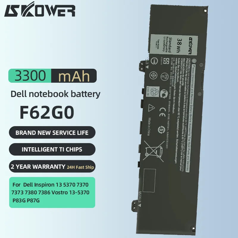 SKOWER F62G0 Laptop Battery – Dell Inspiron 13 7373 7386 5370 7370 7380 P83G P87G