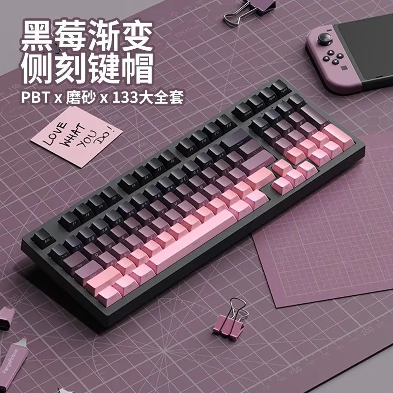 Transparent Pbt Keycaps With Side-Engraved Opacity Gradient Dye Sublimation For Mechanical Keyboard Six Color Personalized Fit