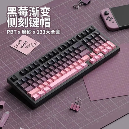 Transparent Pbt Keycaps With Side-Engraved Opacity Gradient Dye Sublimation For Mechanical Keyboard Six Color Personalized Fit