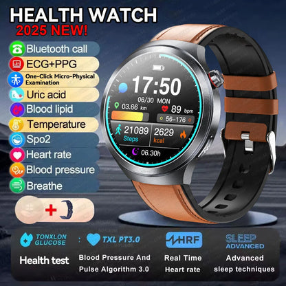2025 Health Smart Watch – ECG+PPG, Blood Pressure, Blood Oxygen, Uric Acid, Bluetooth Call